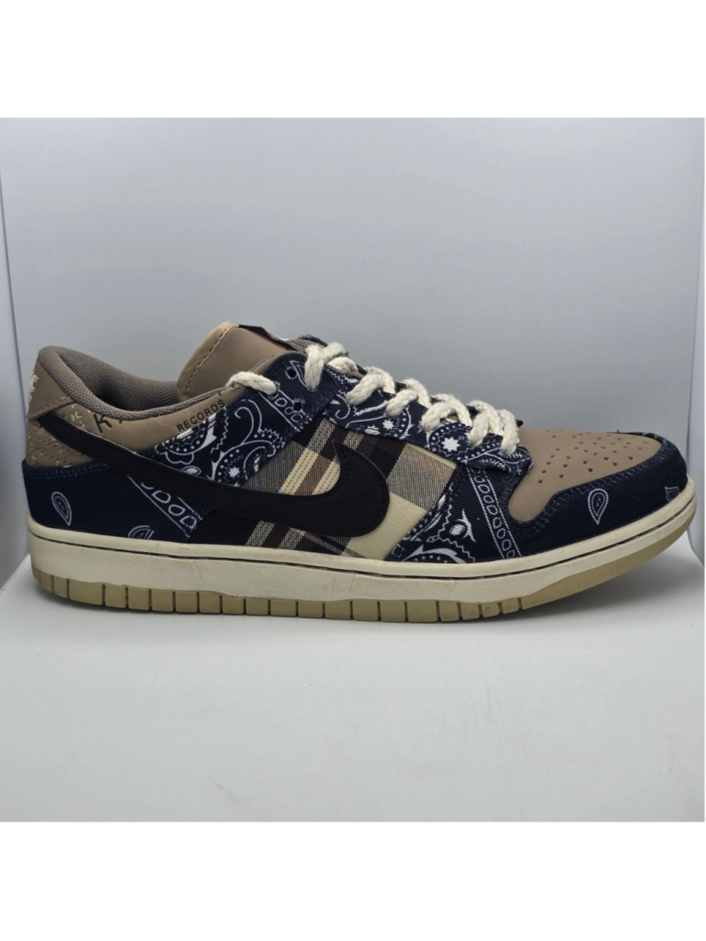 Men's Nike Dunk Low Travis Scott Paisley Sneakers Blue Beige men's 10